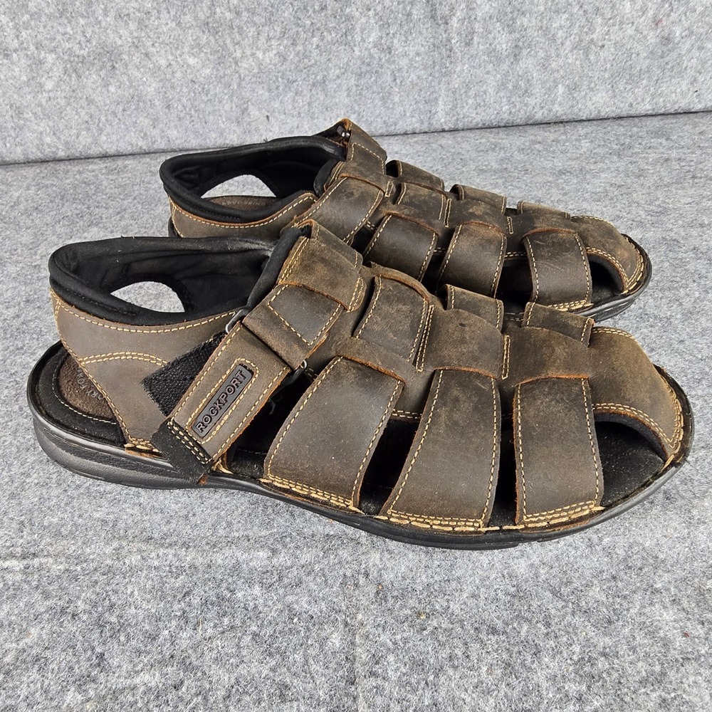 Rockport Darwyn Fisherman Men 11.5 W Brown Leather truTECH Comfort Sandals